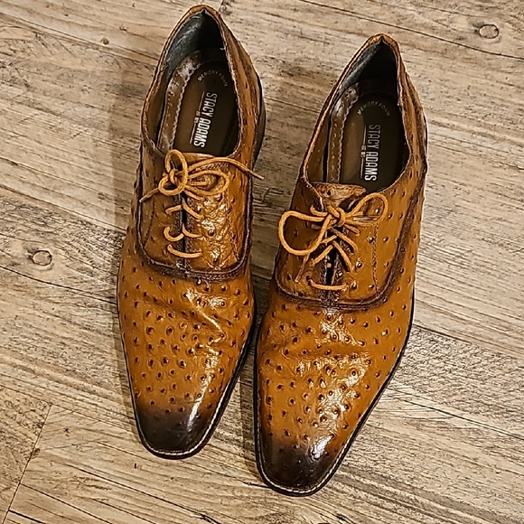 Stacy Adams Brown Leather Oxford Shoes with Brogue Detailing